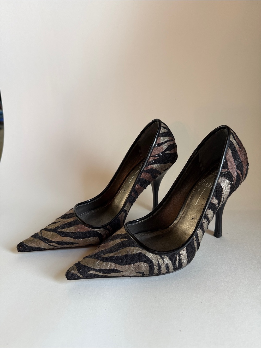 Paolo Women's Pointed Toe Zebra-Print Stilettos